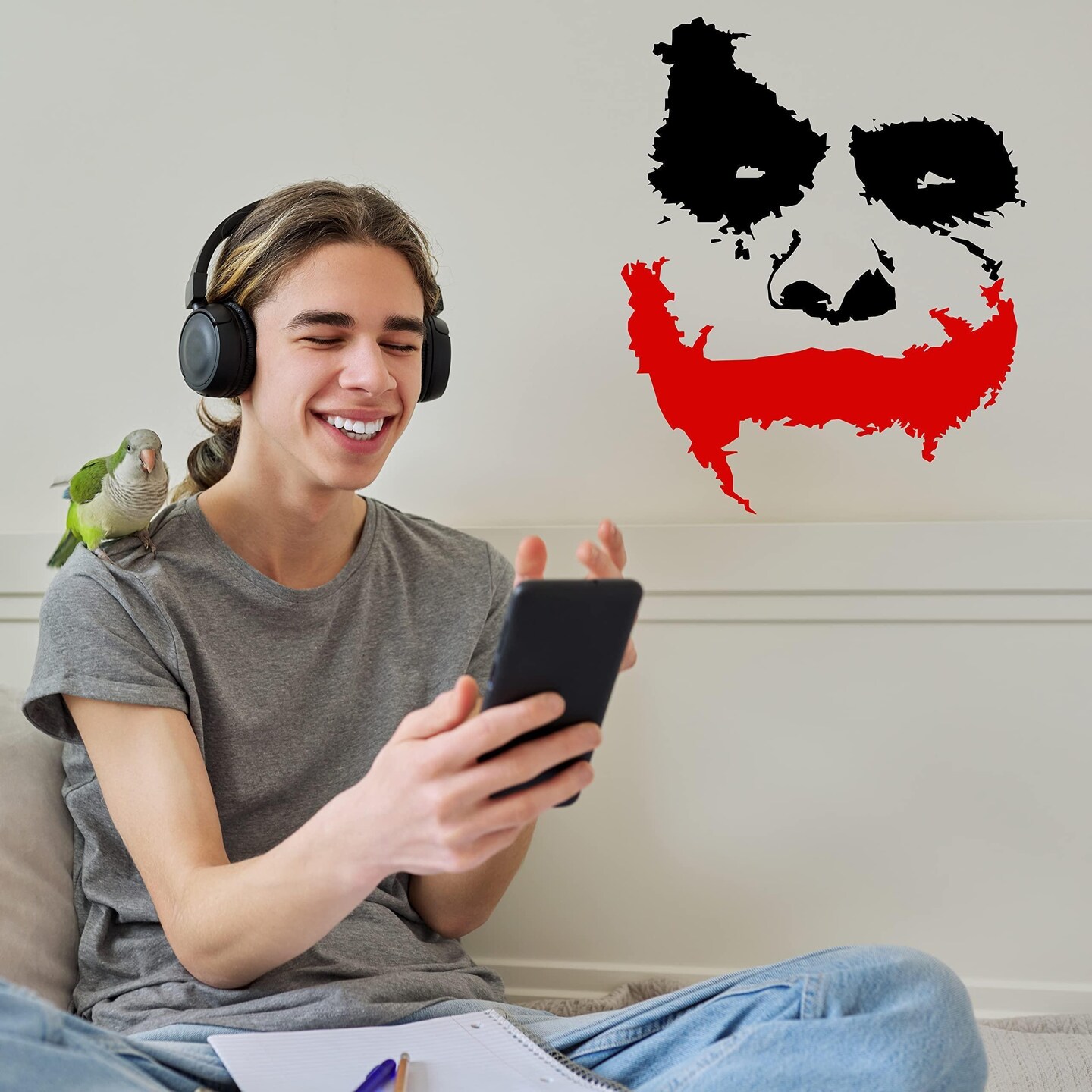 Slaf Ltd. Vinyl Wall Decal Scary Joker Face Why So Serious   Removable Die Cut Decor Self Adhesive Mural Sticker (39&#x27;&#x27; x 33&#x27;&#x27;)