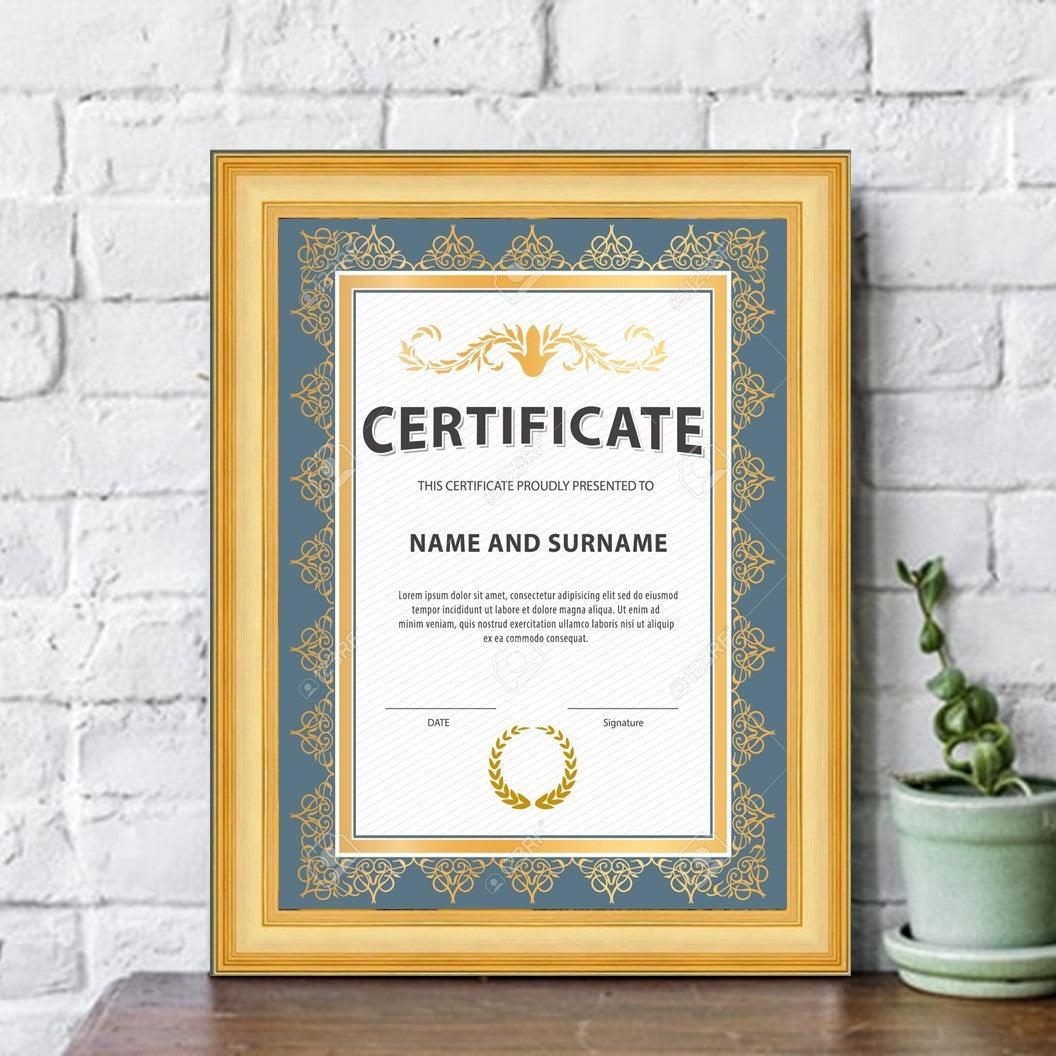Certificate Wide Gold Picture Frame Gazdavellie