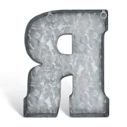 Galvanized Metal Letters for Wall Decor   3D Letter R for Hanging or Freestanding   Unique Blend of Rustic Vintage Western and Industrial Styles   Fits for Living Room Lobby Kitchen Bedroom Decoration