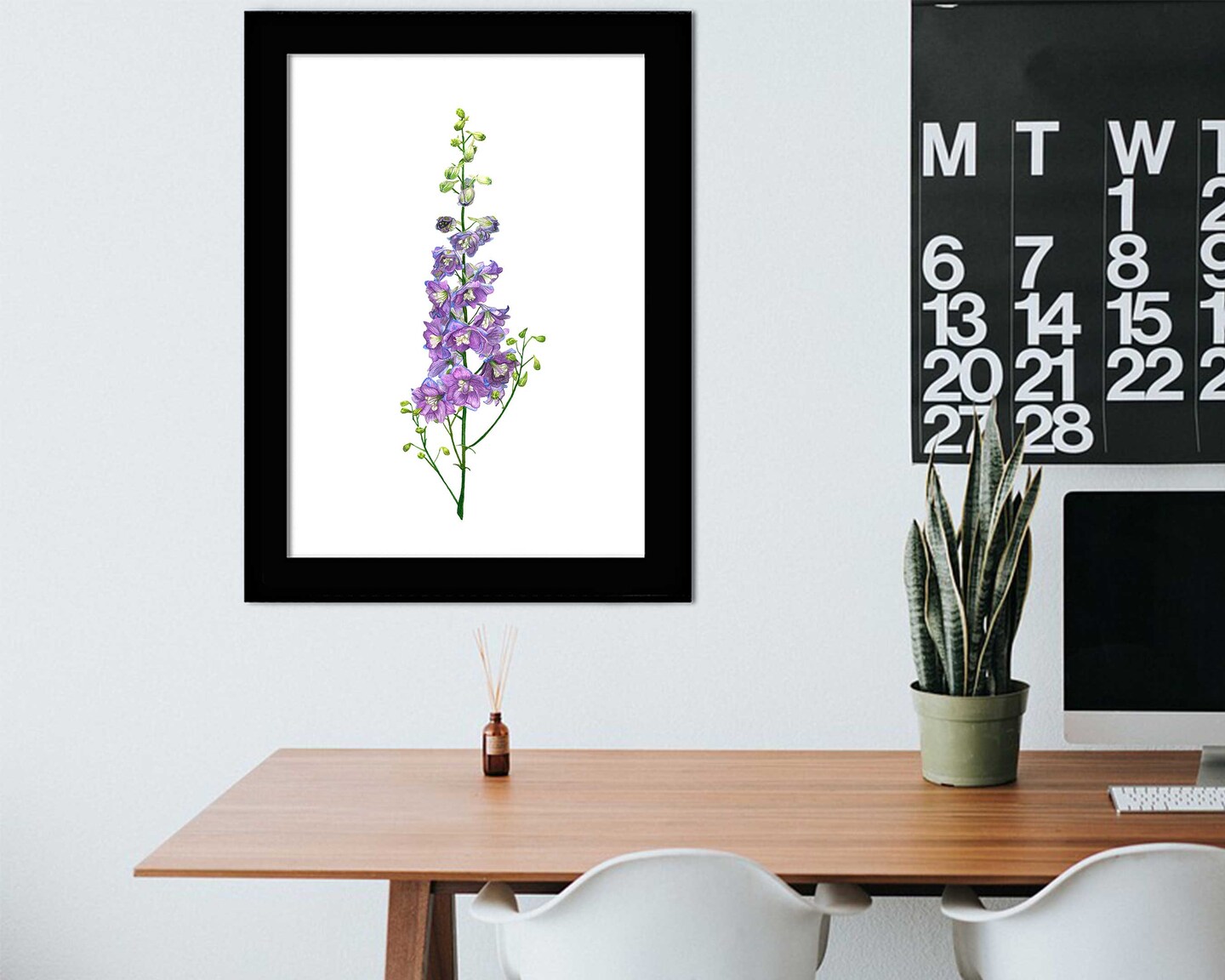 Larkspur Flower Watercolor Art Print Delphinium July Birth Month Flower Painting Wall Art Birthday Gift for Mom Home Decor Wild Flowers Gift product 4