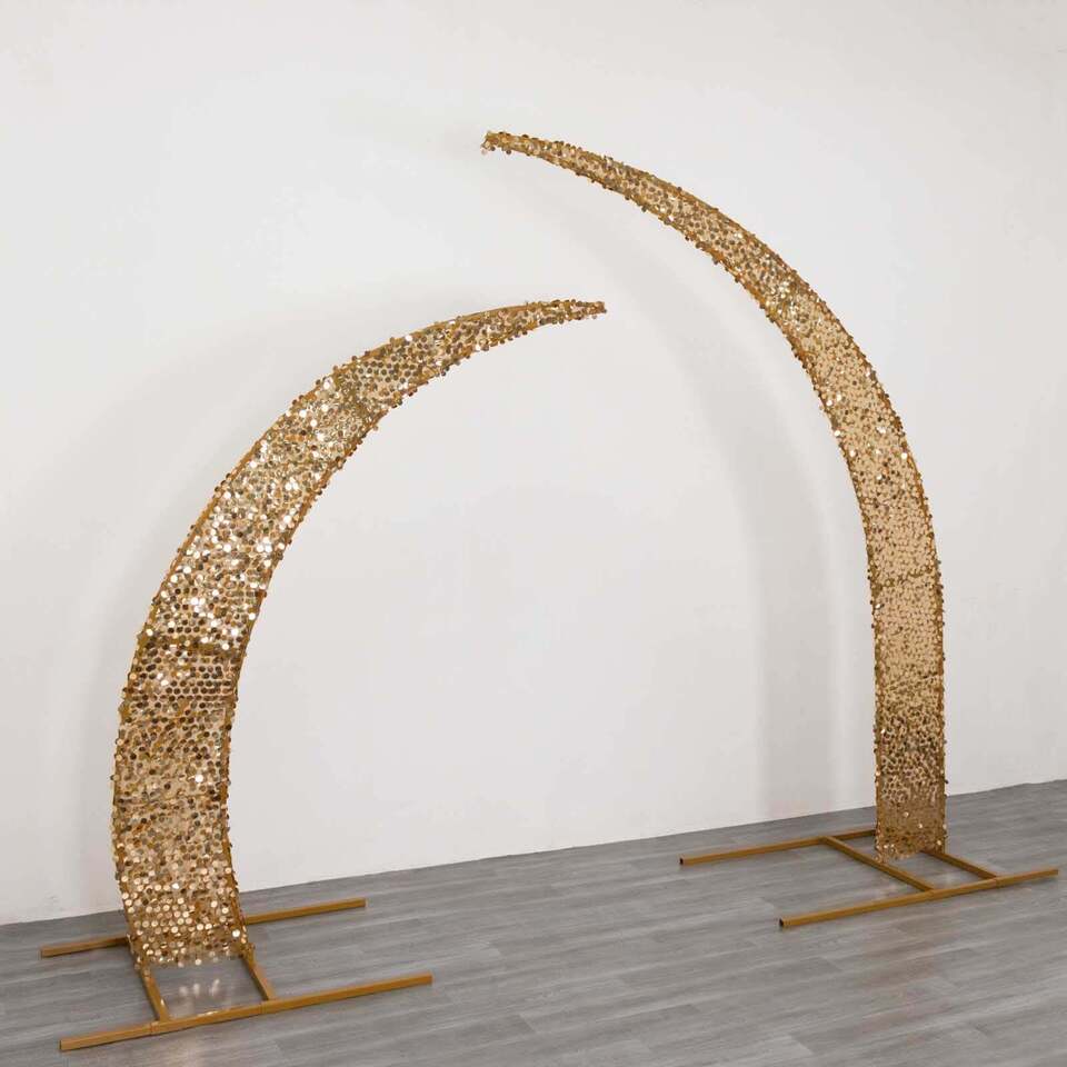 2 GOLD Big Payette Sequin Half Crescent Moon Arch BACKDROP