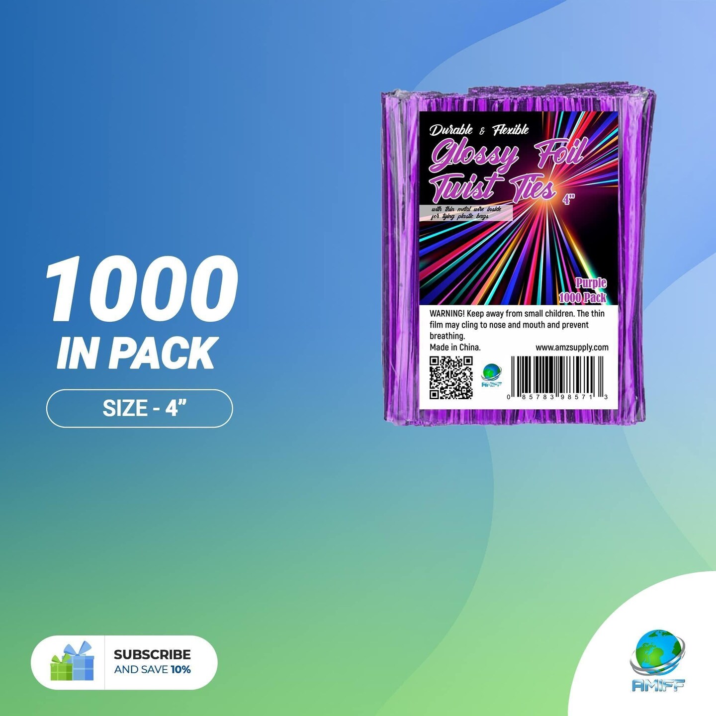 Purple Twist Ties for Bags 4 Wire and Plastic Bread Ties 1000 Pack Bendable Plastic Twisty Ties Universal and Lightweight Wire Bag Ties Twists for Gardening Packing Decorating