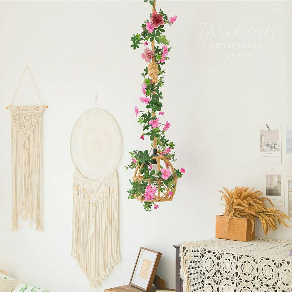Artificial Cherry Blossom &#x26; Ivy Hanging Plants
