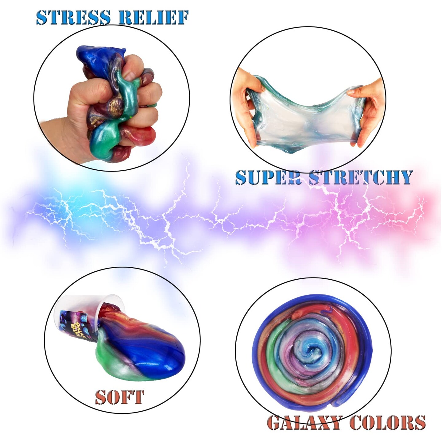 24 Pieces Colorful Galaxy Slime, Stretchy & Non-Sticky,Idea Stocking Stuffers for Christmas,Party Favors for Kids, Sensory and Tactile Stimulation, Stress Relief, Educational Game, for Girls & Boys