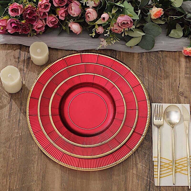 BURGUNDY 25 Round 13&#x22; PAPER CHARGER PLATES