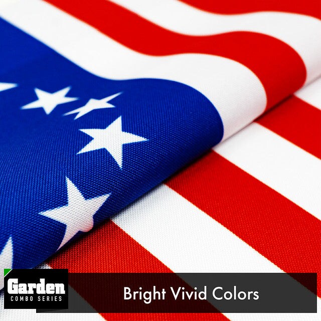 G128 Combo Pack: Garden Flag Stand Black 36x16 Inch &#x26; Garden Flag Betsy Ross Flag 12x18 Inch