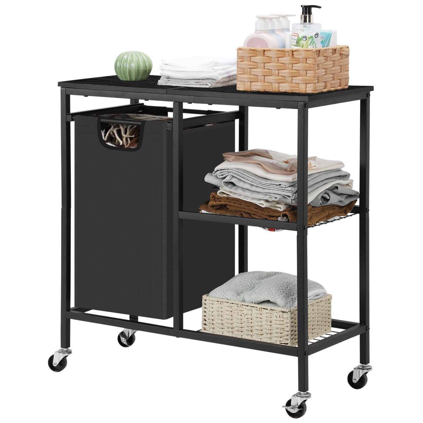 Laundry Baskets, Laundry Hamper, Laundry Sorter with Three Shelf