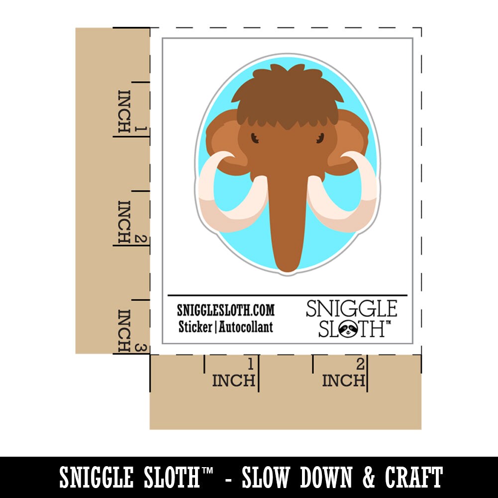 Wooly Mammoth Head Waterproof Vinyl Phone Tablet Laptop Water Bottle Sticker Set - 5 Pack