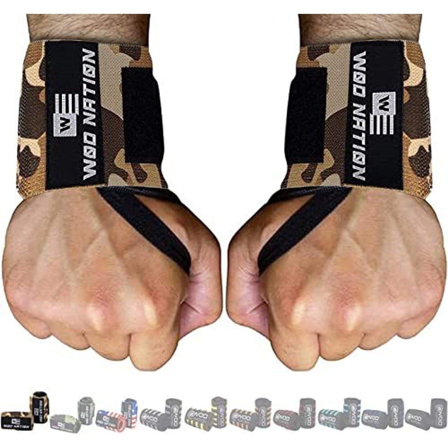 Professional Wrist Wraps &#x26; Straps for Gym &#x26; Weightlifting (12 inch) - Weight Lifting Wrist Wraps &#x26; Gym Wrist Straps Support for Optimal Powerlifting Performance For Women &#x26; Men - Camo
