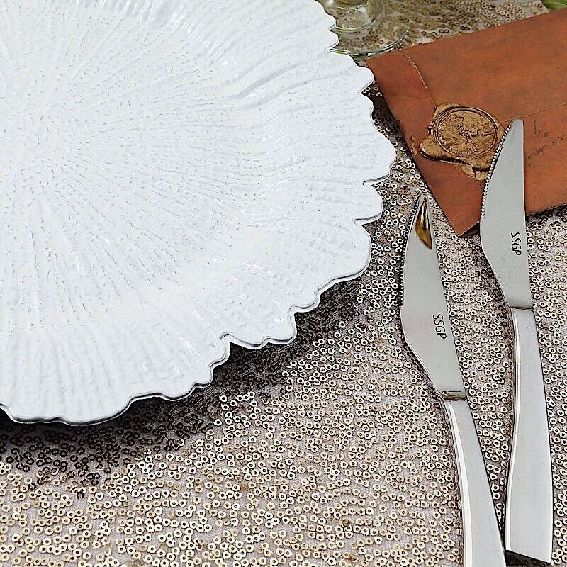 24 WHITE 13&#x22; Round Textured Charger Plates