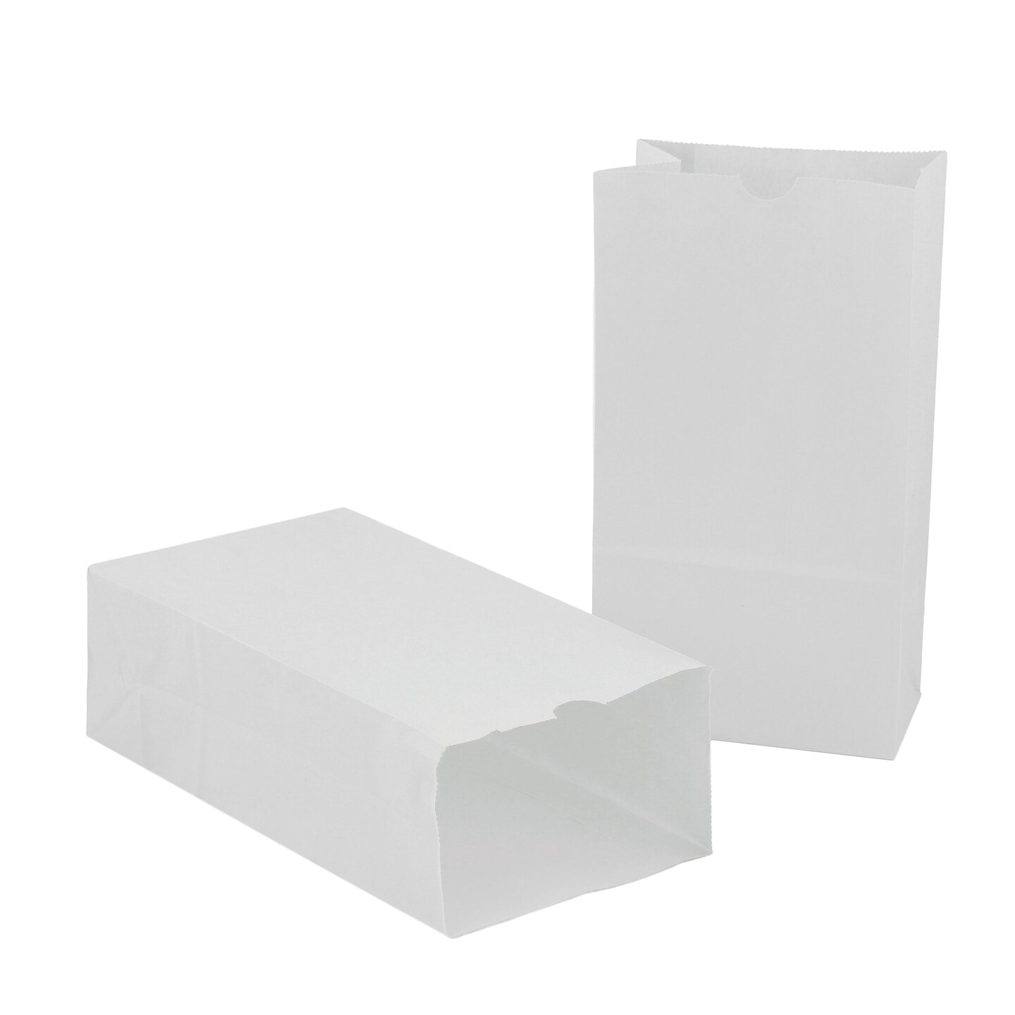 Large Gusseted Paper Bags, 6&#x22; x 3.5&#x22; x 11&#x22;, White, 100/Pack