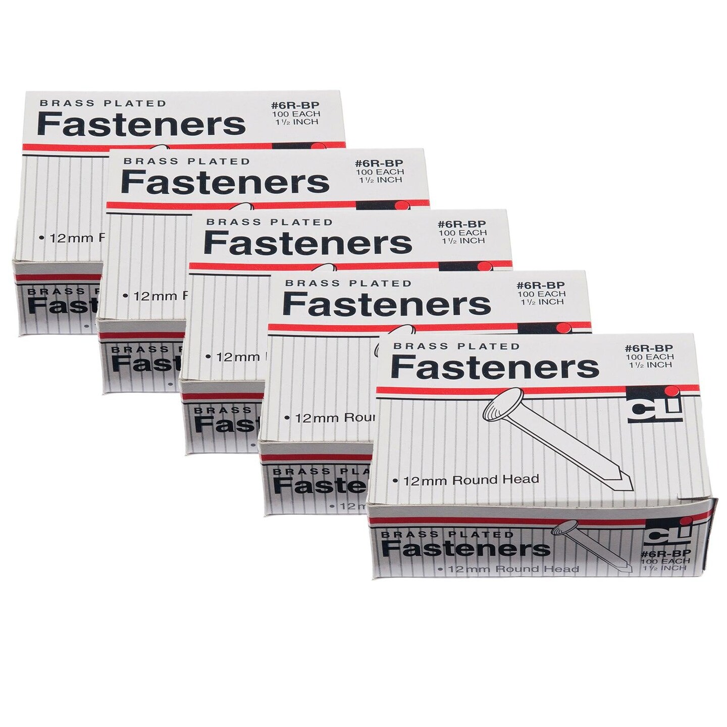 Brass Paper Fasteners 1.5&#x22;, 100 Per Pack, 5 Packs