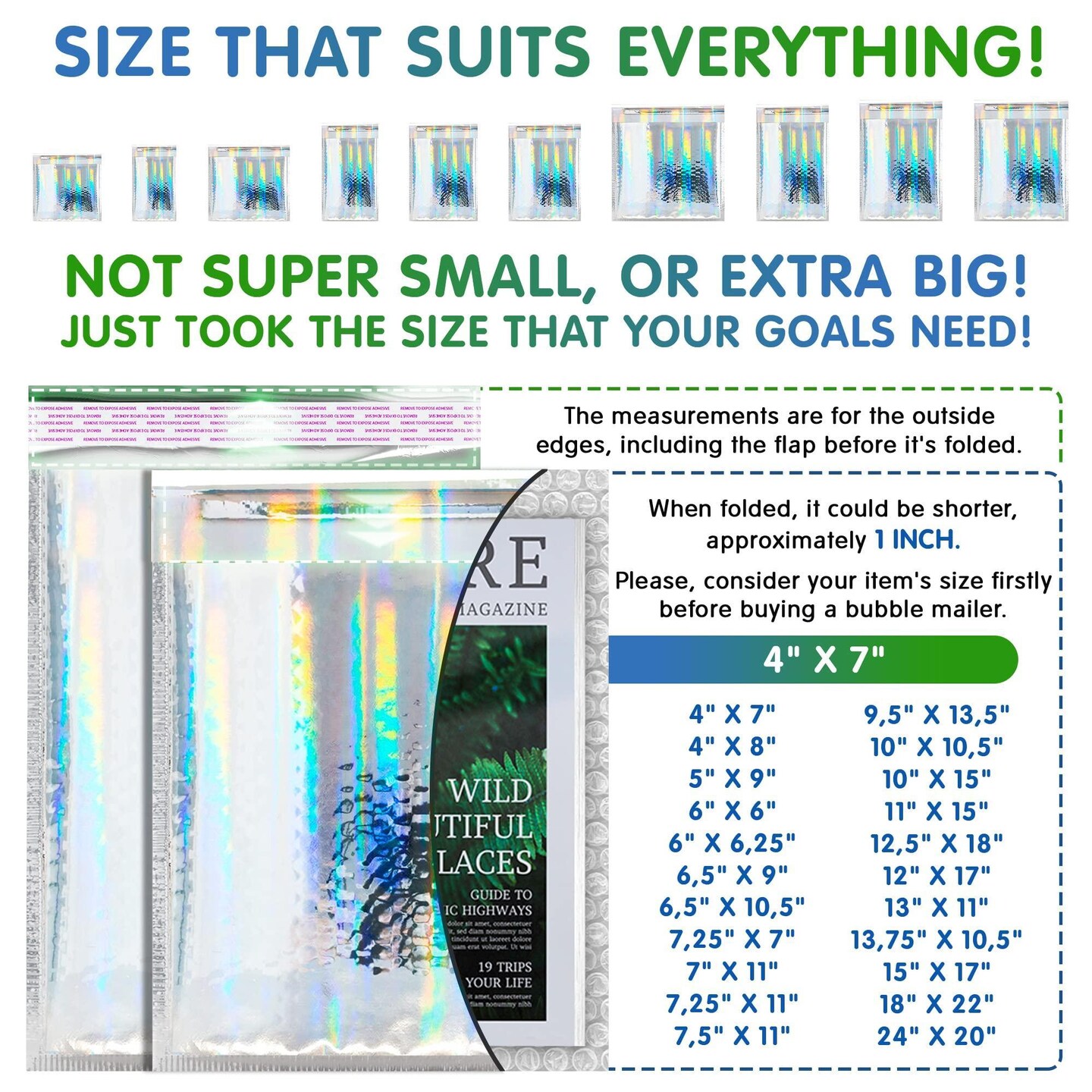 Hologram Bubble Mailers 6.5 x 9 Pack of 25 Padded Cushion Mailing Envelopes 6 12 x 9 Shipping Bags with Peel and Seal