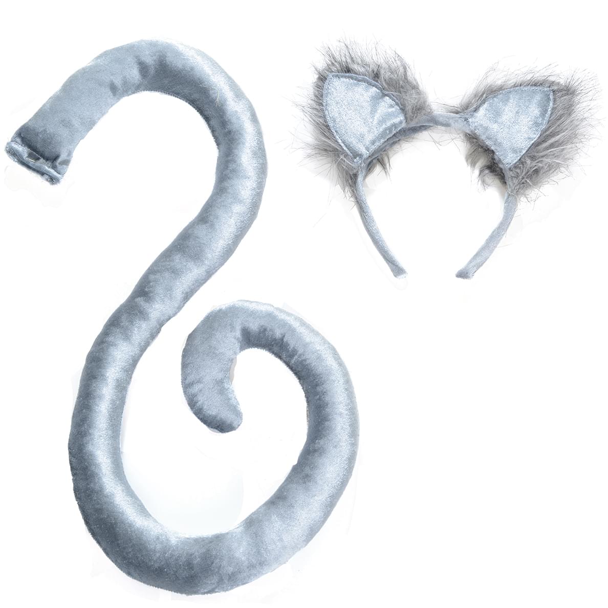 Grey Cat Tail &#x26; Ears Adult Costume Set