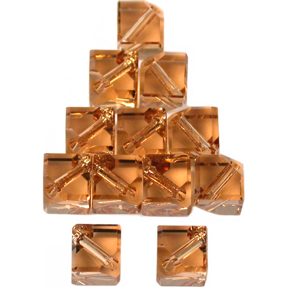 12 Lt Colorado Topaz Dice Swarovski Crystal Beads 4mm
