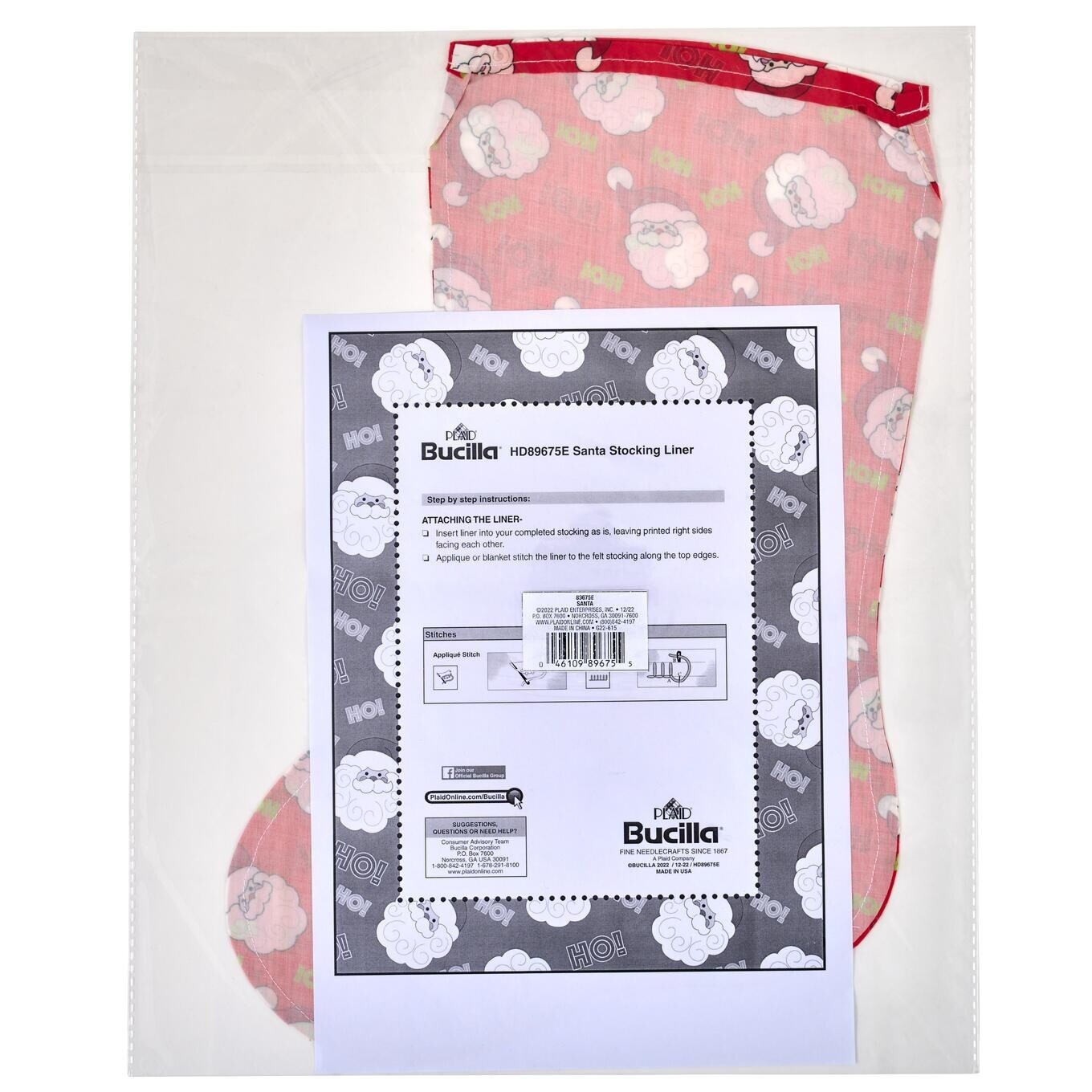 Bucilla Felt Stocking Liners For 18&#x22; Stockings-Santa