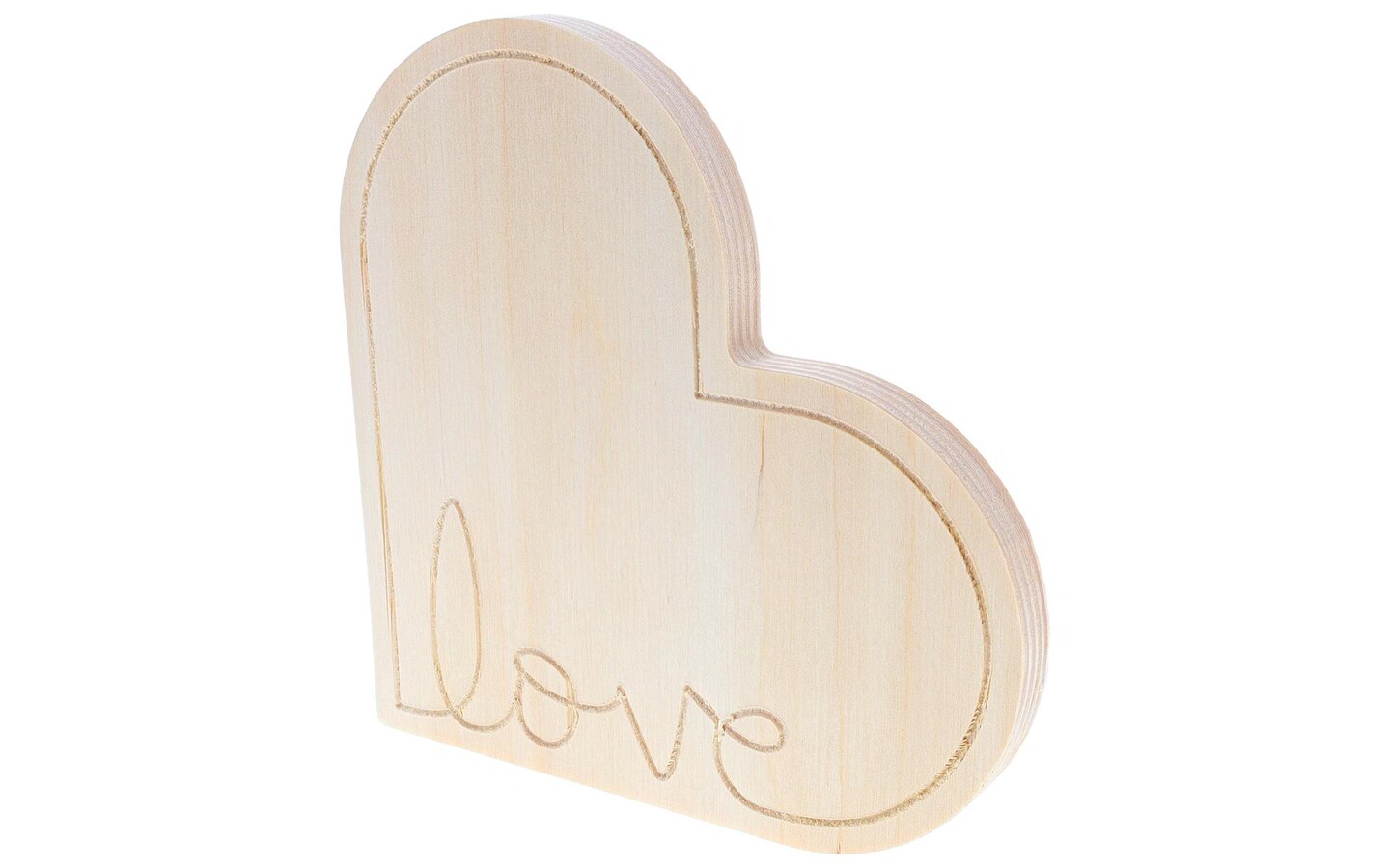 Good Wood Shape Heart Etched w/ Love 6x6&#x22;