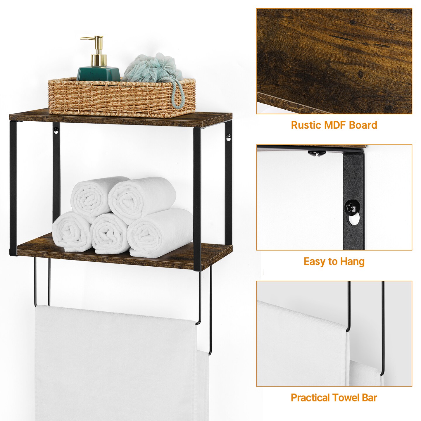 2-Tier Storage Rack, Two Iron Wire Towel Bars