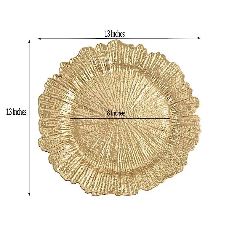 24 GOLD 13" Round Textured Charger Plates Wedding Party Dinner