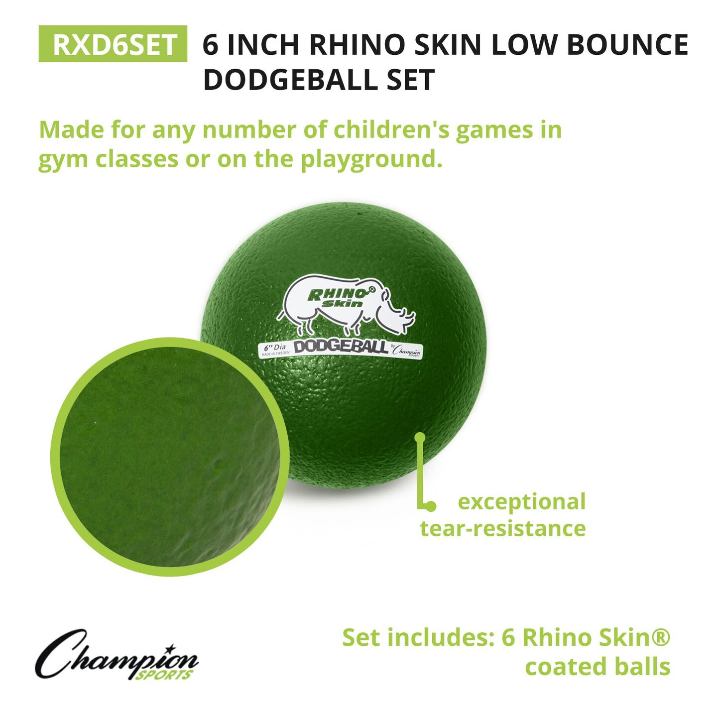 Rhino Skin&#xAE; 6-Inch Low Bounce Dodgeball Set, Assorted Colors, Set of 6