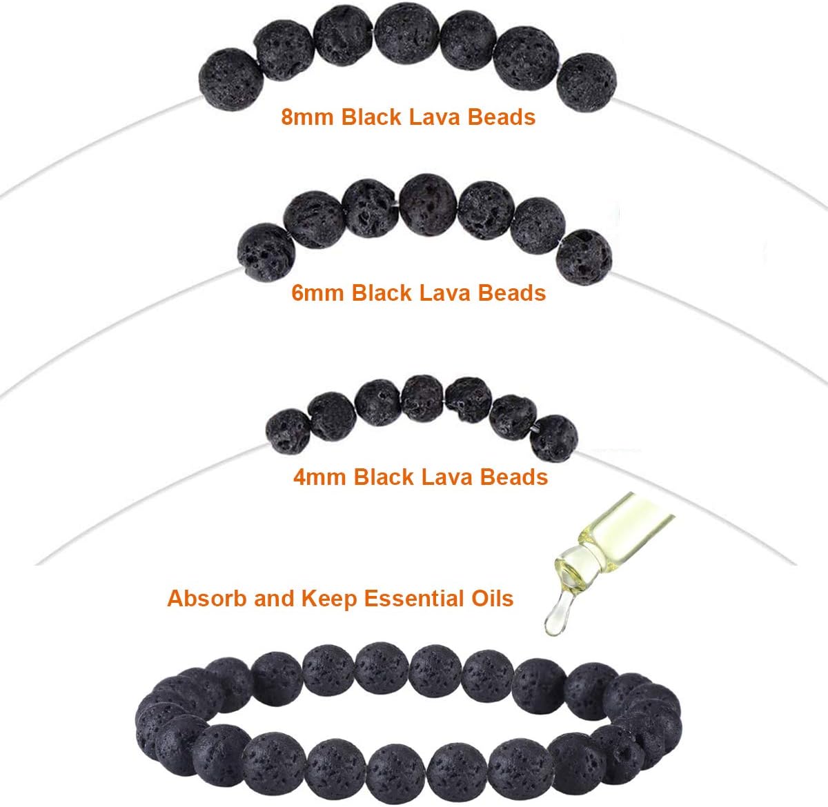 602Pcs Lava Beads Stone Kits with 8mm Chakra Beads and Spacers Beads Bracelet Elastic String for Diffuse Essential Oils Adult DIY Jewelry Making Supplies