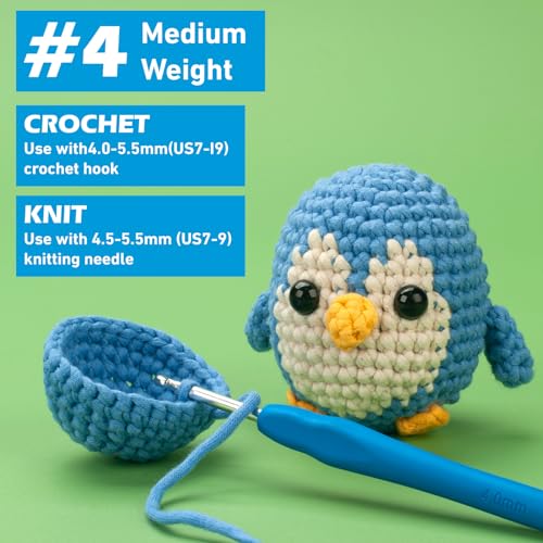 Crochet Yarn for Beginners, Easy Peasy Yarn for Amigurumi Crocheting & Knitting, 3 Pack×1.8oz, Thick & Soft, Easy-to-See Stitches, Worsted Medium #4 Yarn, Cotton-Nylon Blend-Orange/Green/Blue