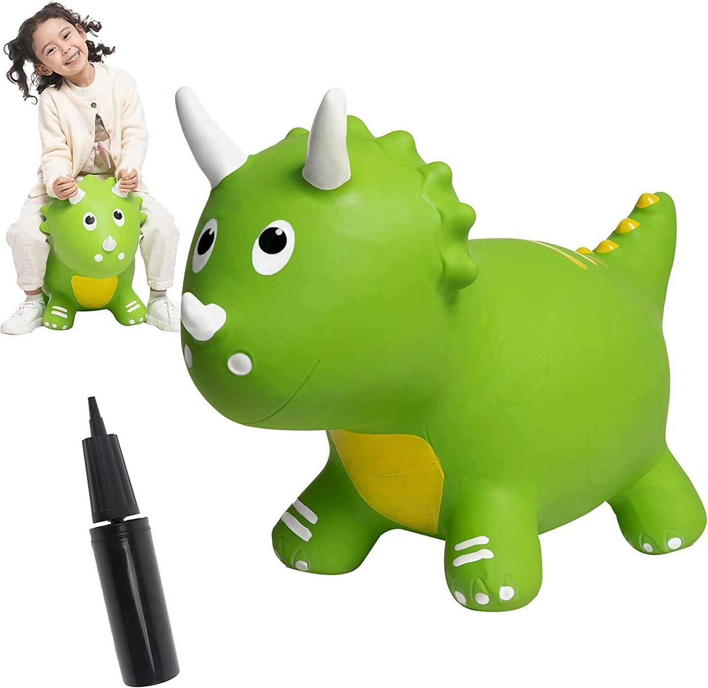 Kitcheniva Inflatable Triceratops Bouncer Ride on Bounce