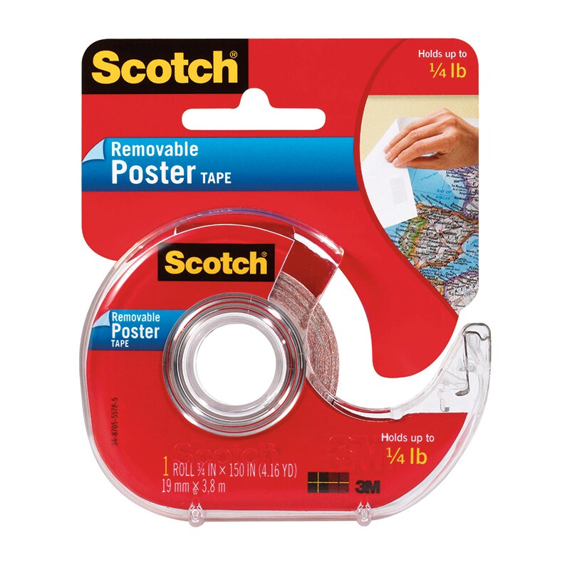 Removable Poster Tape with Dispenser, 3/4&#x22; x 150&#x22;