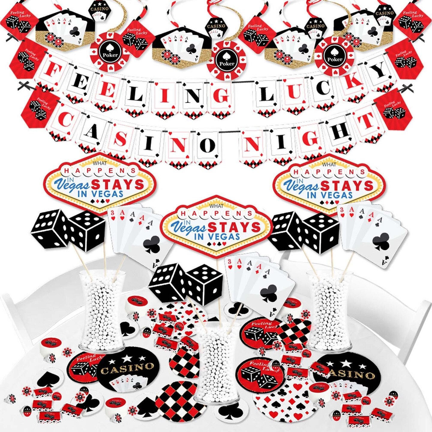 Big Dot of Happiness Las Vegas - Casino Party Supplies - Banner Decoration  Kit - Fundle Bundle