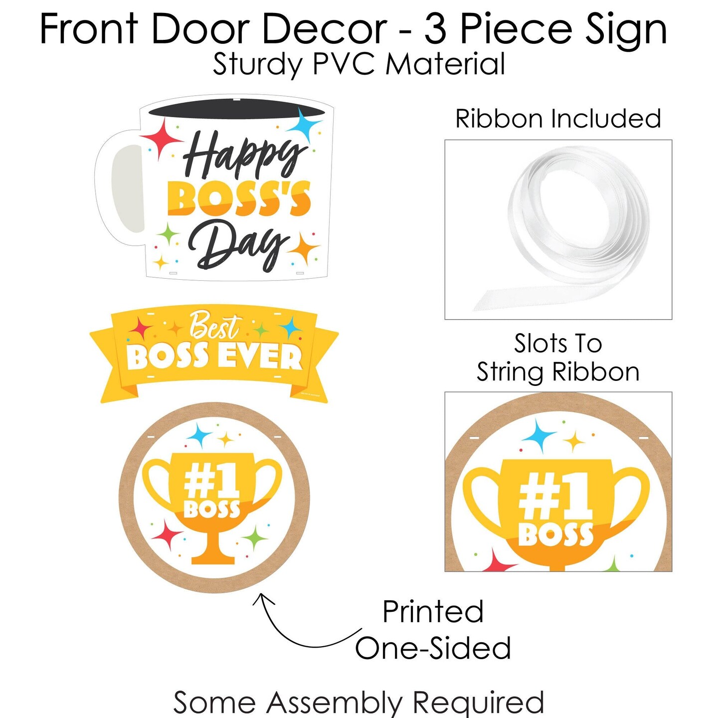 Big Dot of Happiness Happy Boss&#x27;s Day - Hanging Porch Best Boss Ever Outdoor Decorations - Front Door Decor - 3 Piece Sign