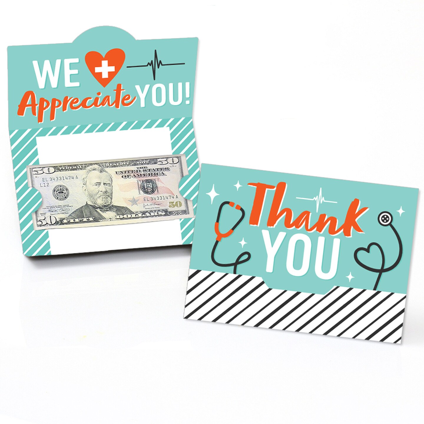 Big Dot of Happiness Thank You Doctors - Doctor Appreciation Week Money And Gift Card Holders - Set of 8