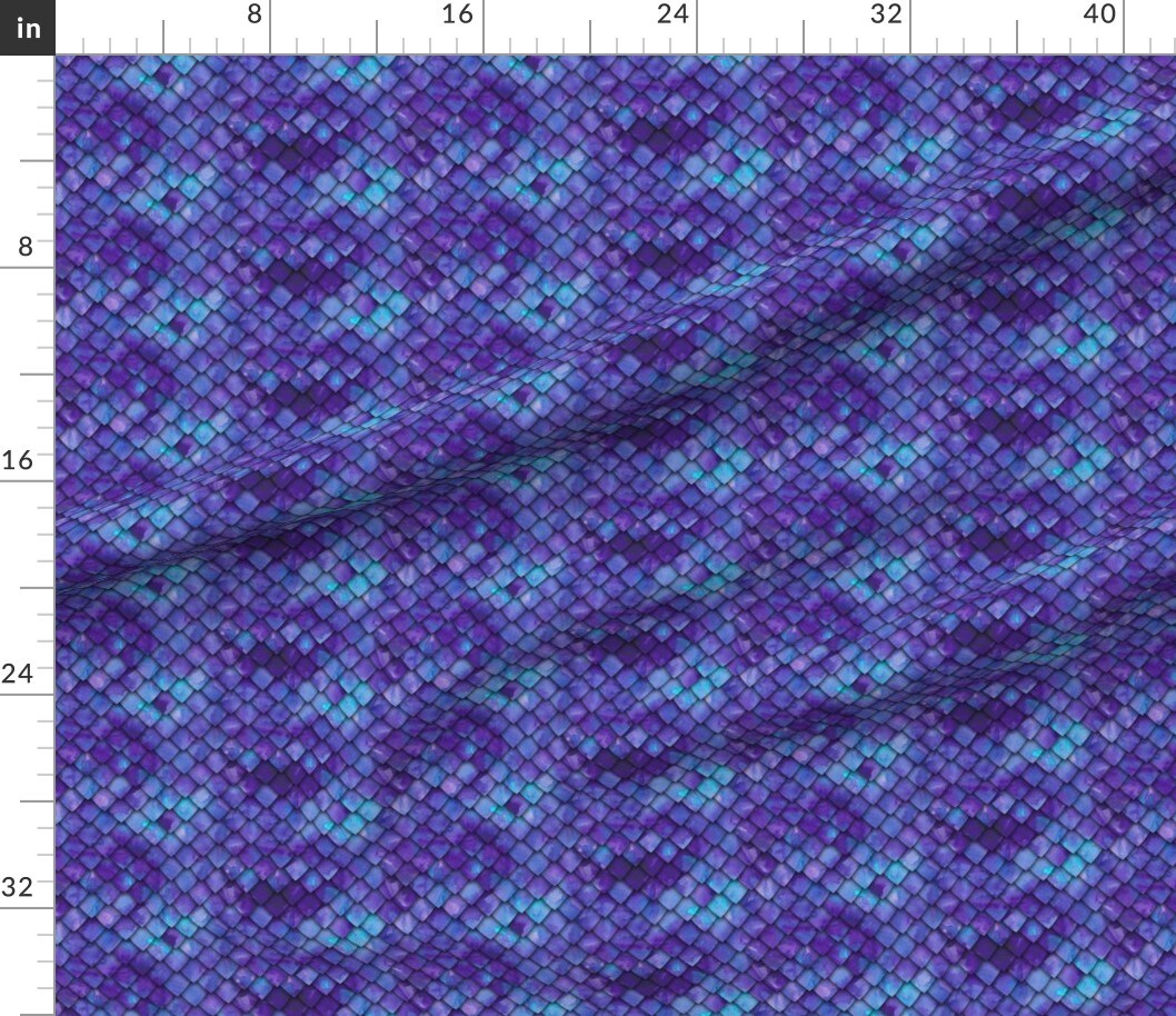 Petal Signature Cotton by the Yard or Fat Quarter Dragon Scales Purple Scale Mermaid Blue Custom Printed Fabric by Spoonflower