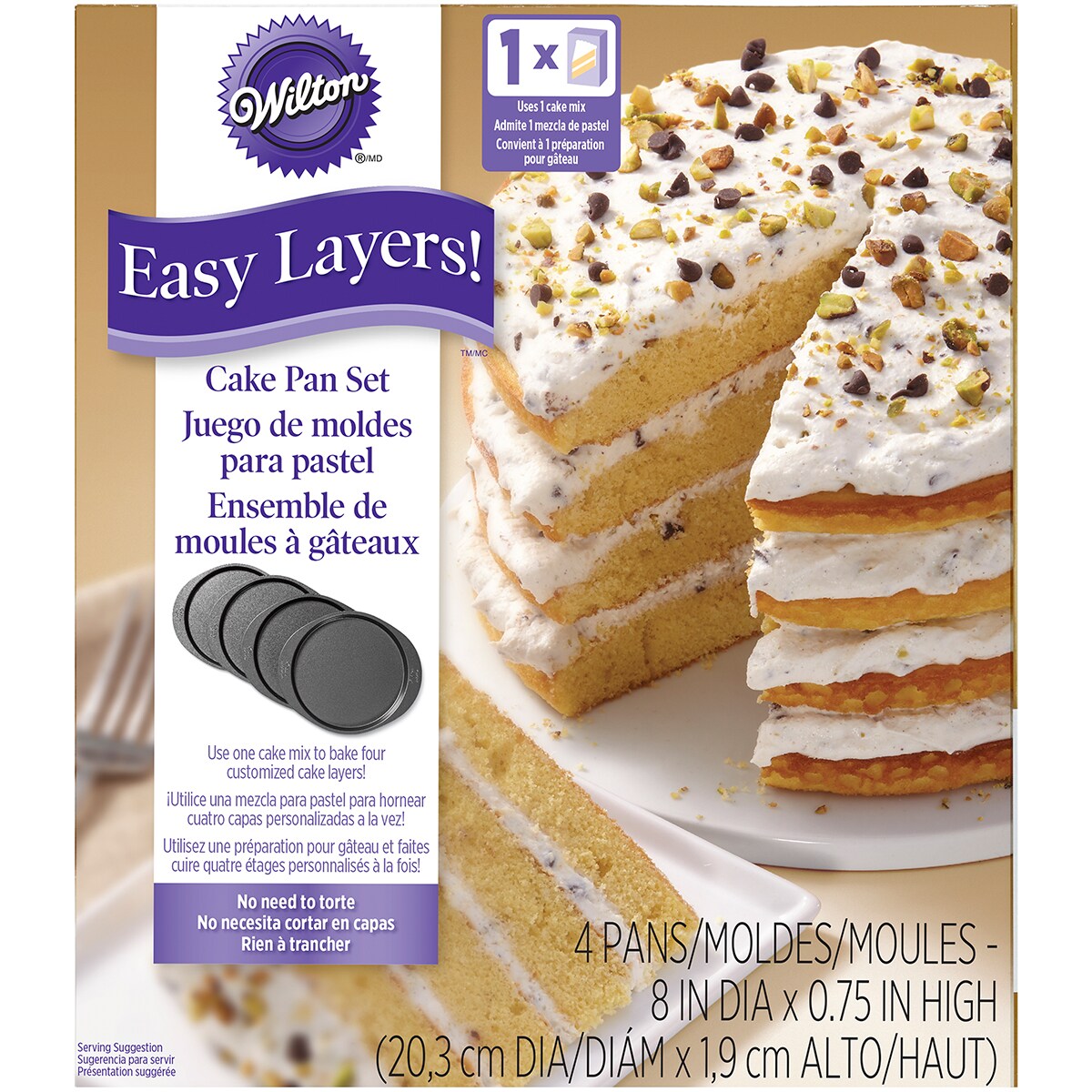 Wilton Easy Layers Cake Pans 4/Pkg-Round 8&#x22;