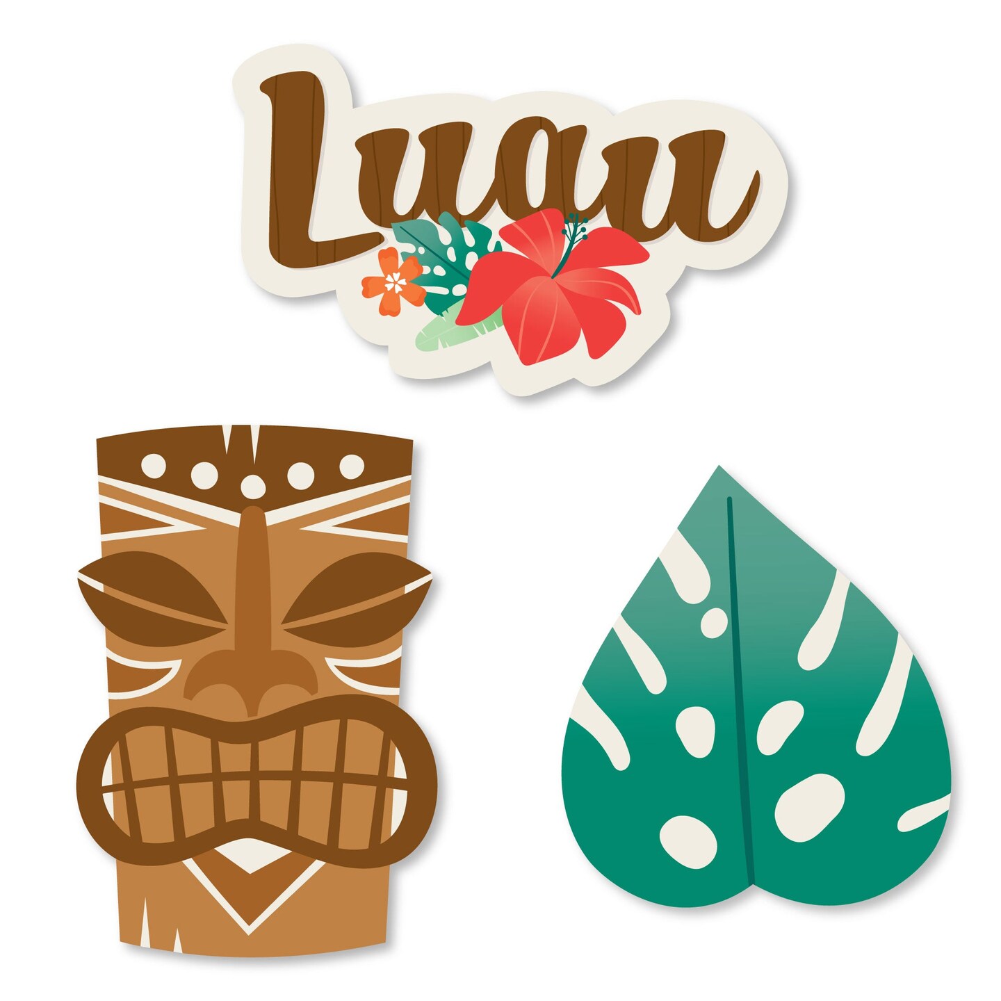 Big Dot of Happiness Tropical Luau - DIY Shaped Hawaiian Beach Party Cut-Outs - 24 Count