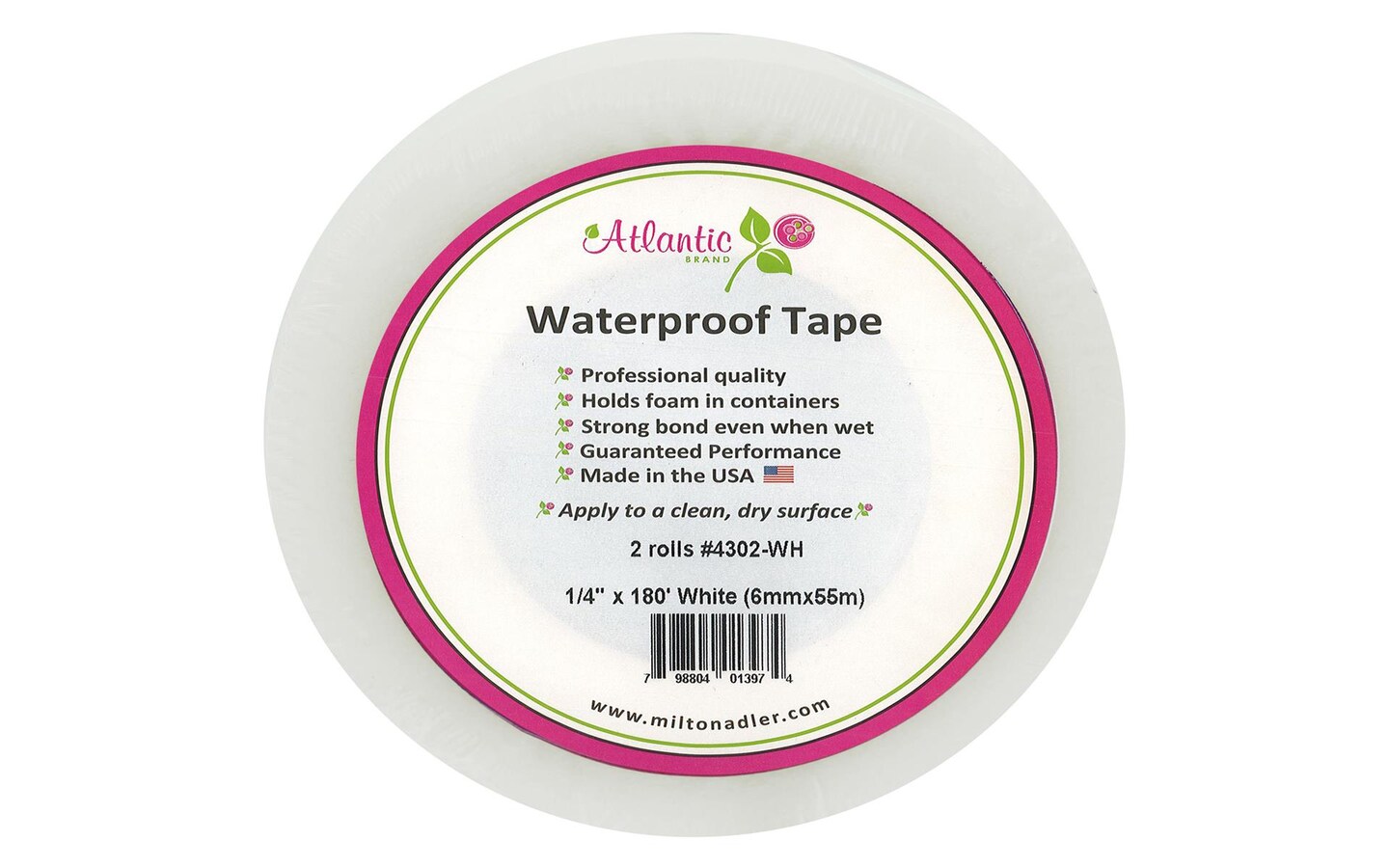 Atlantic WP Floral Tape, 1/4&#x22; White 180&#x27; 2/PK