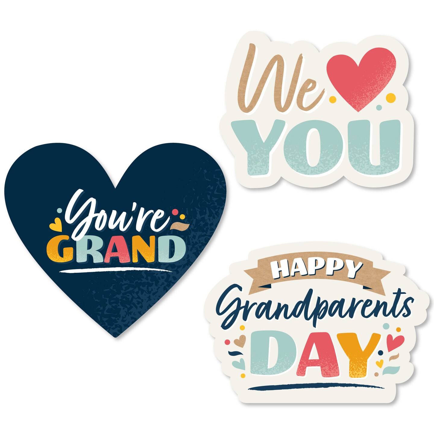 Big Dot of Happiness Happy Grandparents Day - DIY Shaped Grandma &#x26; Grandpa Party Cut-Outs - 24 Count
