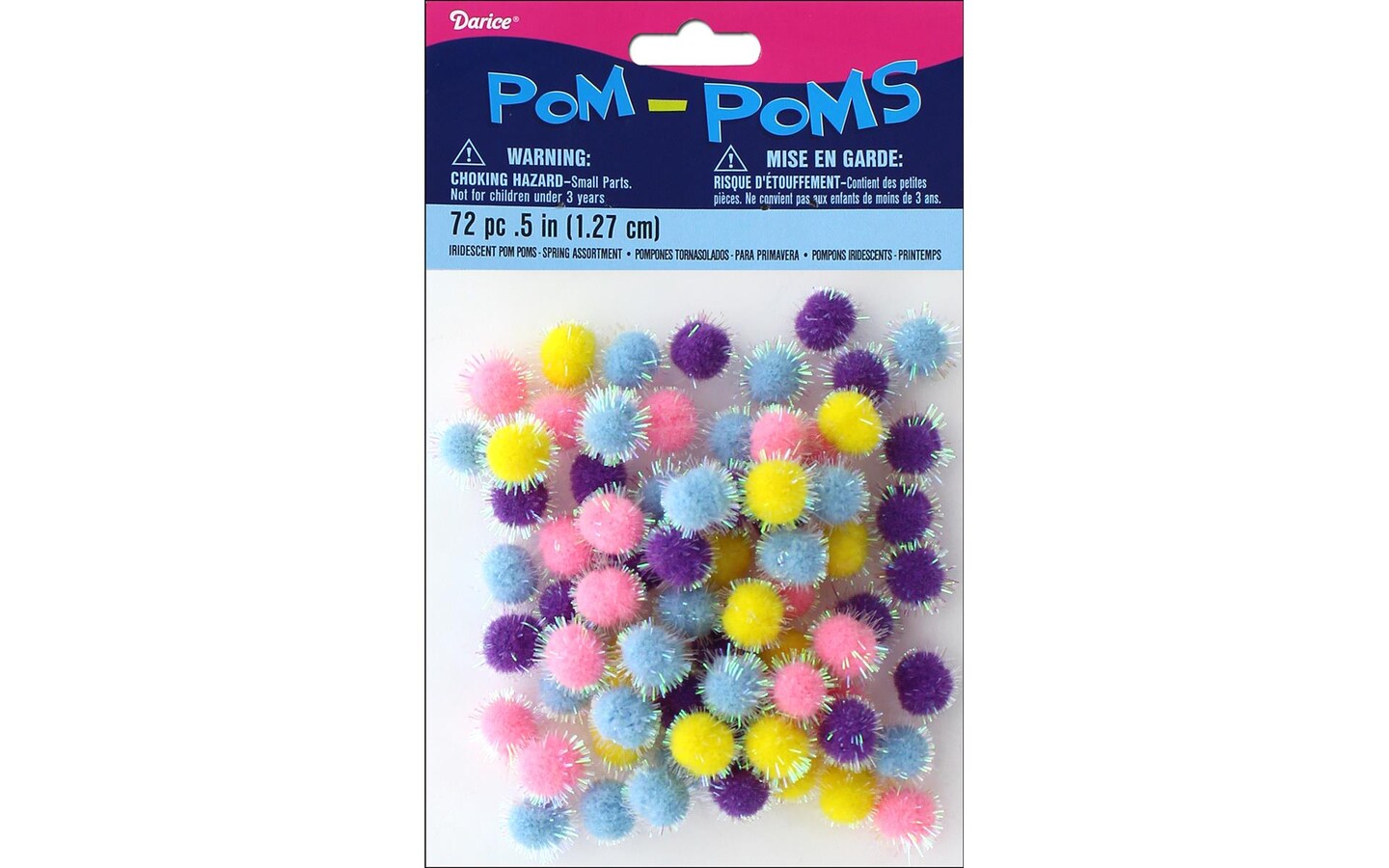Darice Pom Pom .5&#x22; Spring Irid Multi 72pc