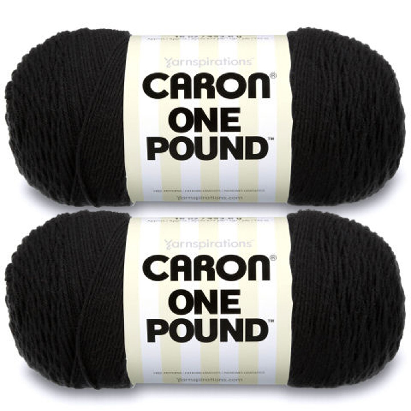 Caron One Pound Black Yarn - 2 Pack of 454g/16oz - Acrylic - 4 Medium (Worsted) - 812 Yards - Knitting/Crochet