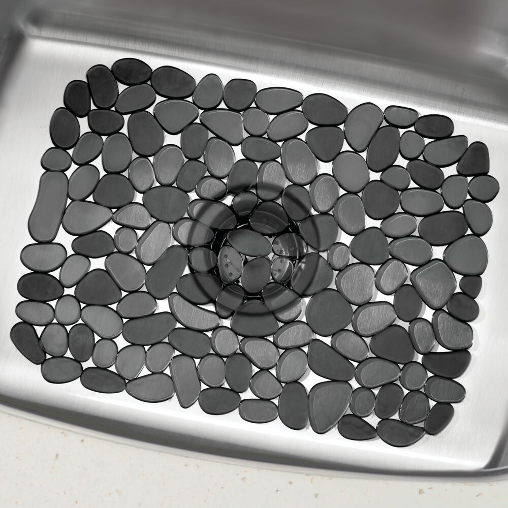 mDesign Plastic Kitchen Sink Protector Set - Pebble Design - Set of 3