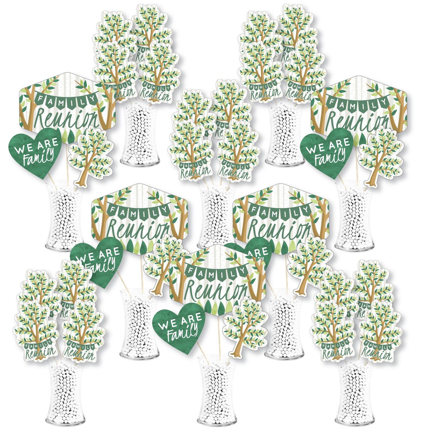 Big Dot of Happiness Family Tree Reunion - Family Gathering Party Centerpiece Sticks - Showstopper Table Toppers - 35 Pieces