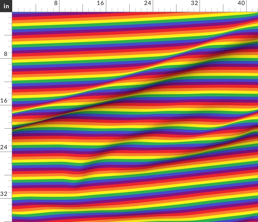 Rainbow Pride Stripes Lgbt Gay Flag Striped Custom Printed Fabric by Spoonflower Various Fabrics by the Yard or Fat Quarter