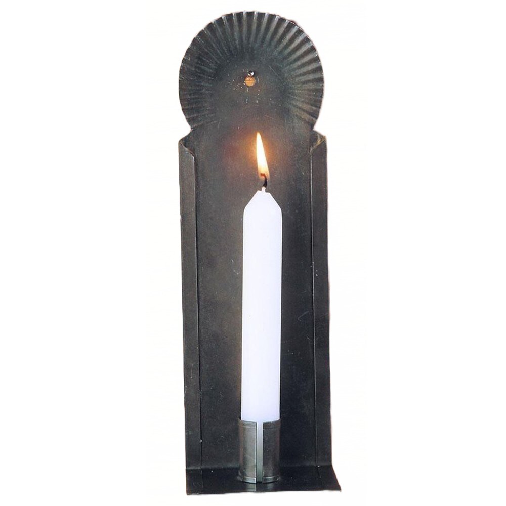 Brubaker Metalcrafts Handmade Candle Sconce, Wall Mounted Candle Holder with Crimped Top, Black Tin Metal