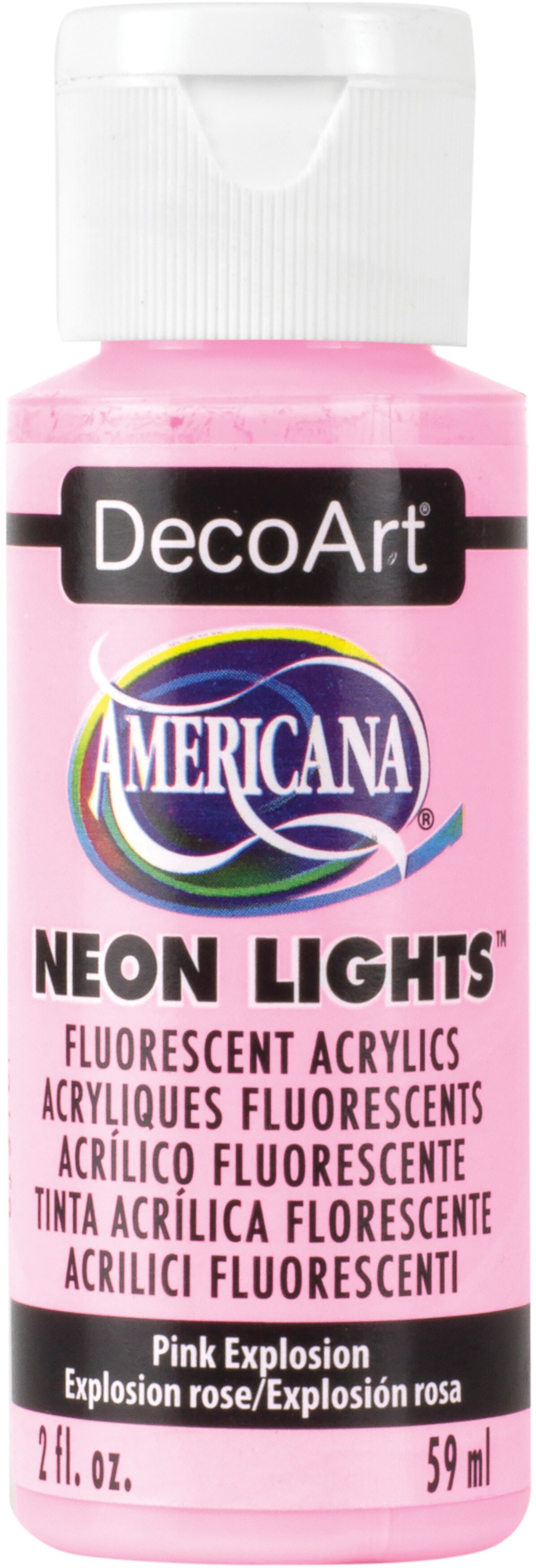 DecoArt Americana Neon Lights Fluorescent Acrylic Paint 2oz-Pink Explosion