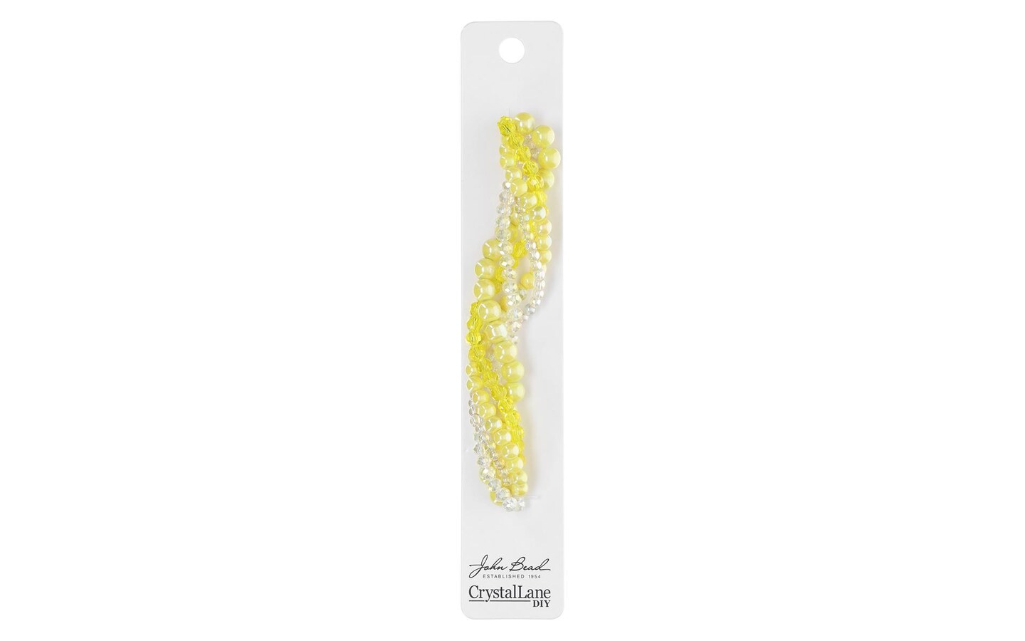 John Bead Crystal Lane Twisted Bead String Yellow Sunlight, 5 strands of beads in 4mm, 6mm, and 8mm, 3 strands round beads, 2 strands unique beads, 6 inches long