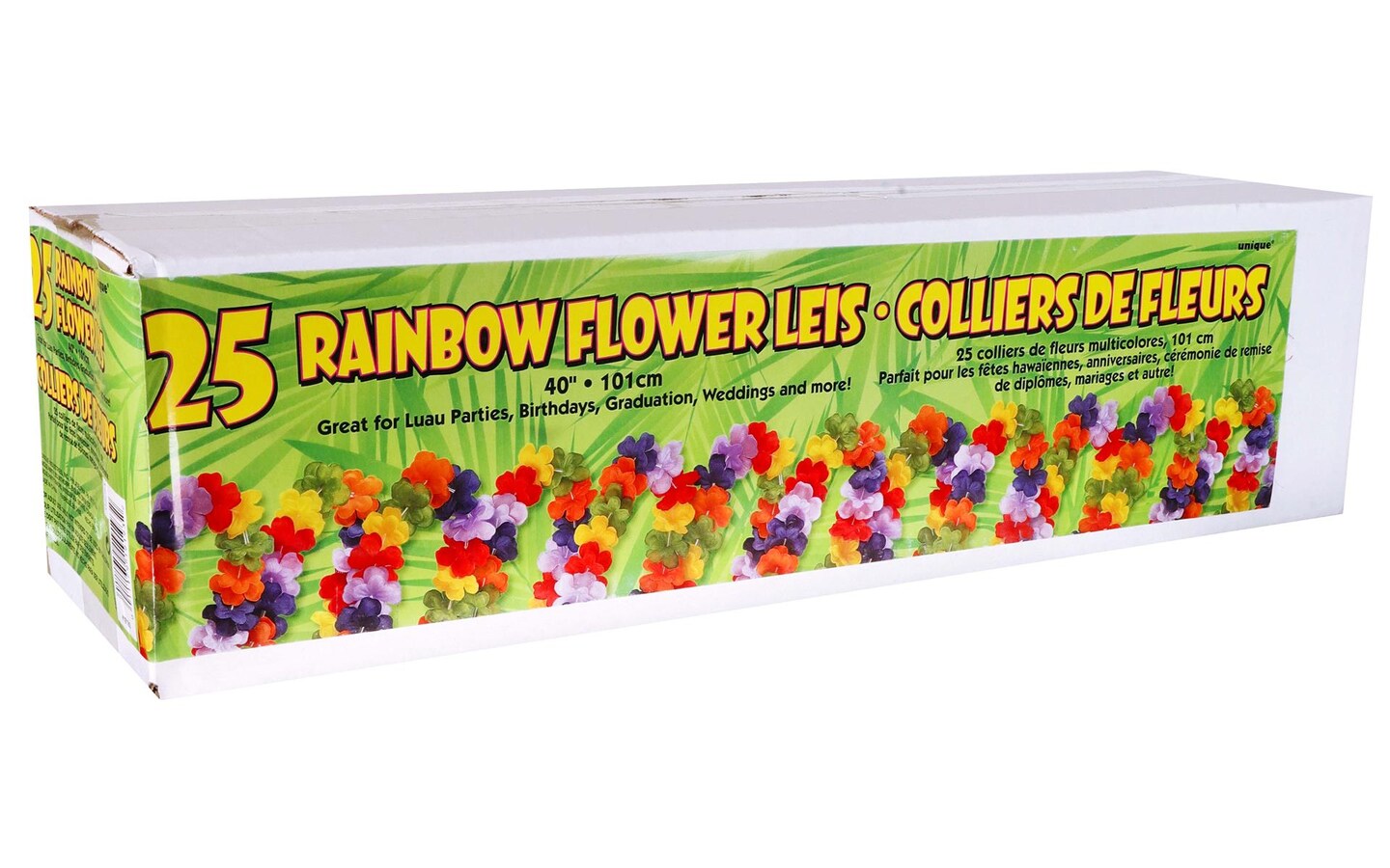 Unique Lei Flower  40&#x22; 25pc Rainbow