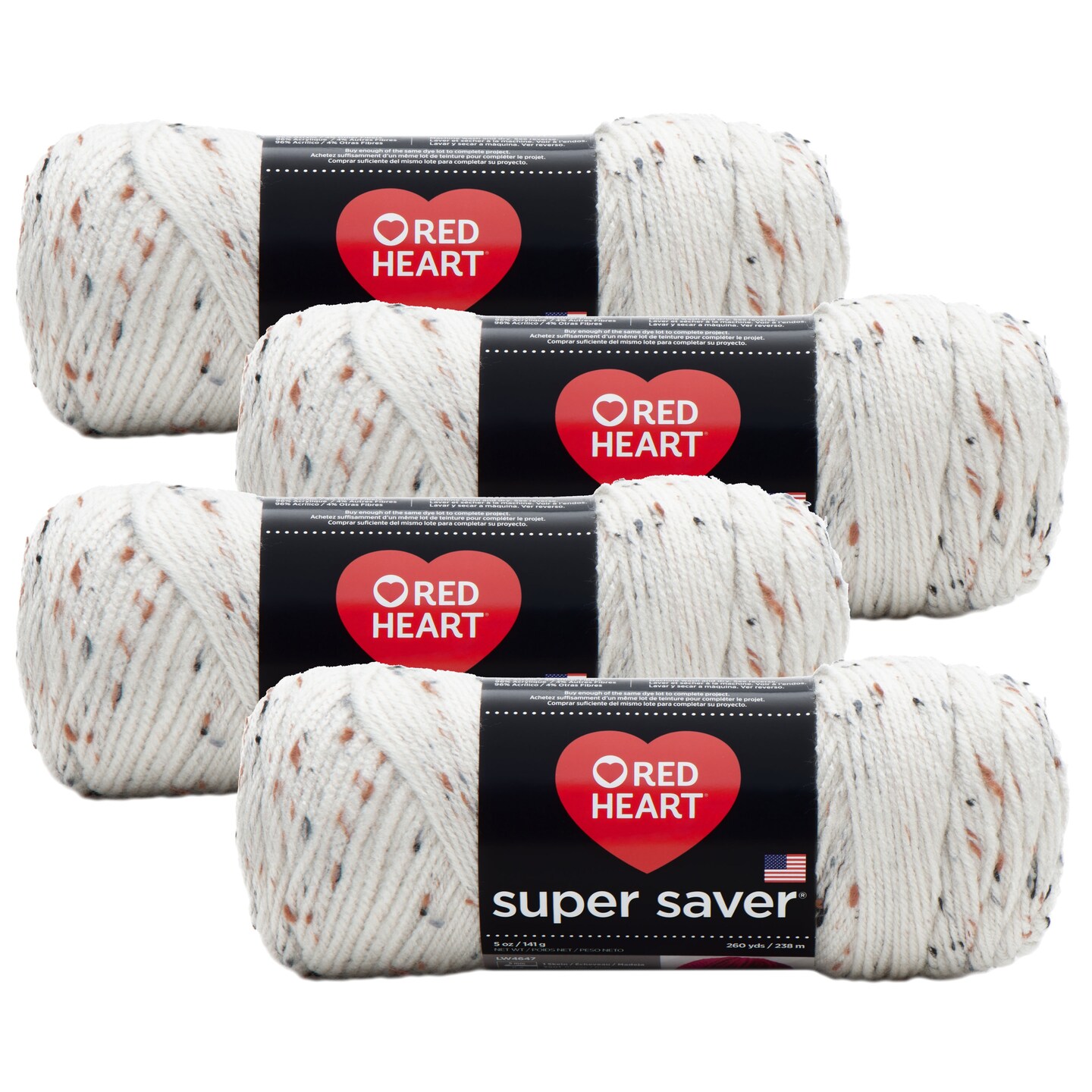 Pack Of 4 Red Heart Super Saver Yarn Aran Fleck Michaels