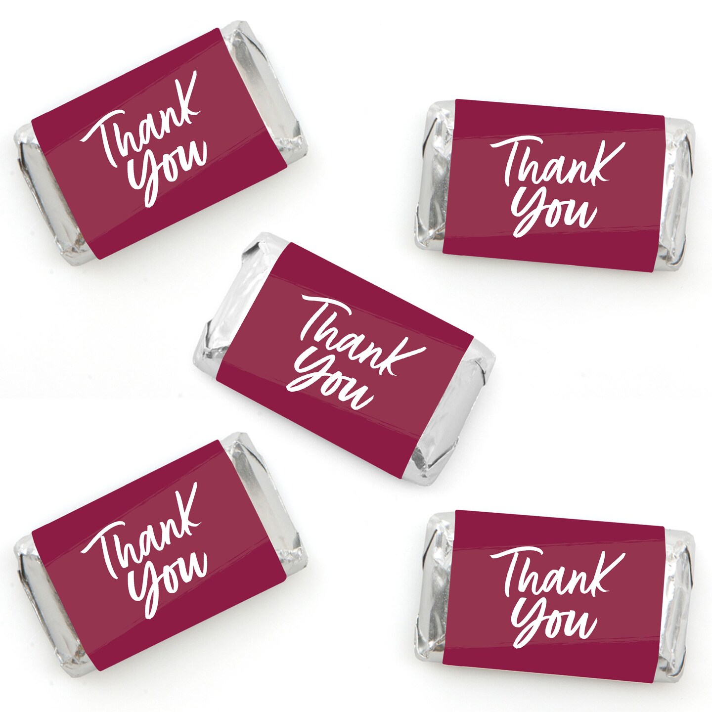 Big Dot of Happiness Burgundy Elegantly Simple - Mini Candy Bar Wrapper Stickers Party Small Favors 40 Ct