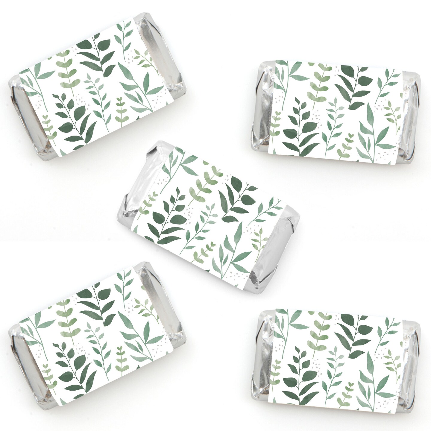 Big Dot of Happiness Boho Botanical - Mini Candy Bar Wrapper Stickers - Greenery Party Small Favors - 40 Count