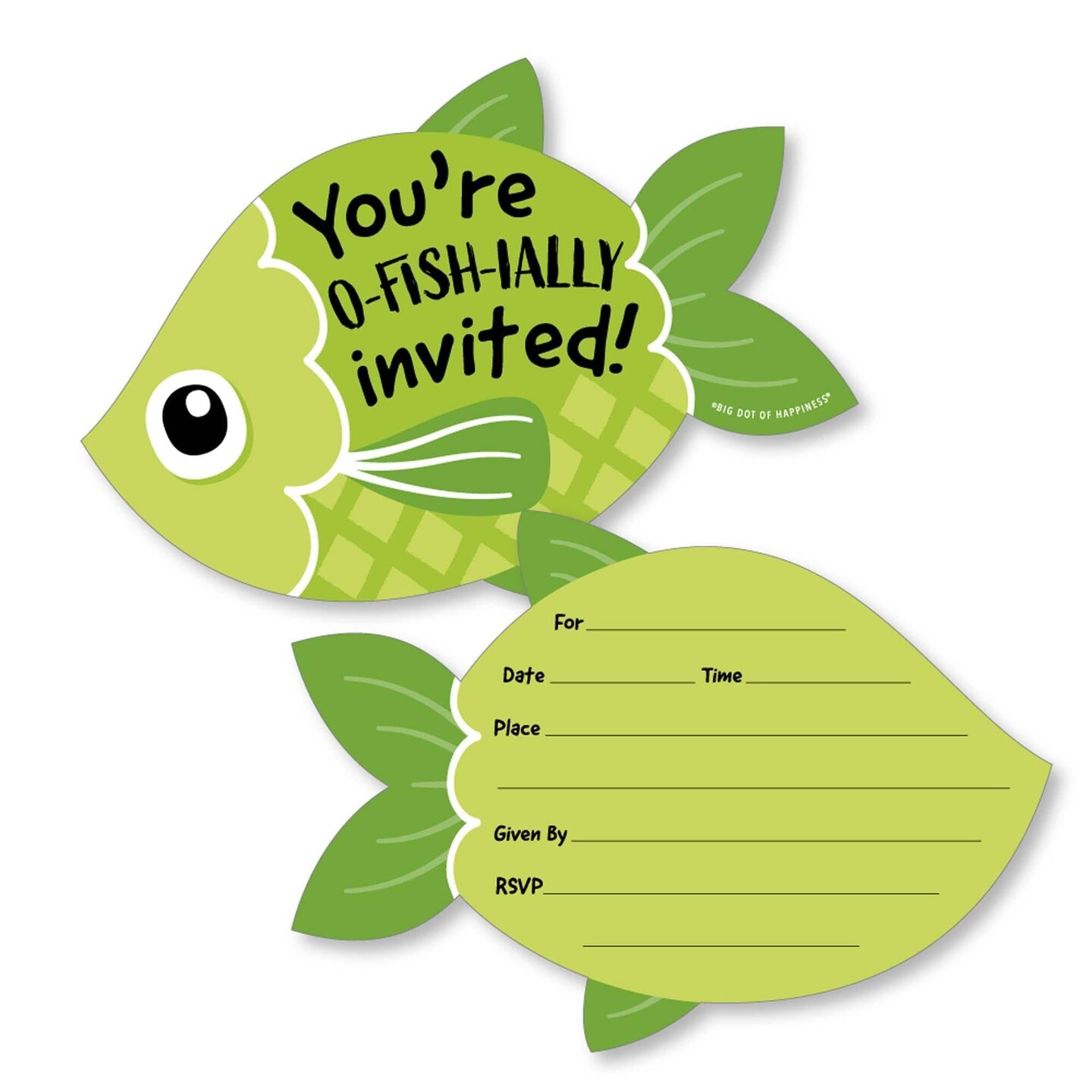 Big Dot of Happiness Let's Go Fishing - Shaped Fill-In Invites
