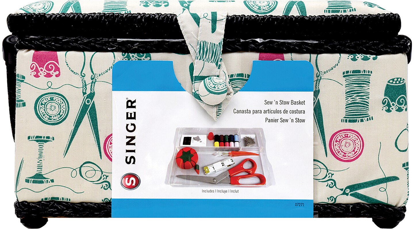 Singer Large Sewing Basket Kit 127PcsVintage Spools Michaels